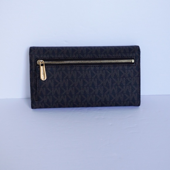 Michael Kors Jet Set LG Trifold Wallet MK Brown - Picture 3 of 7